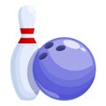 Colorful bowling ball icon cartoon vector. Skittles alley Royalty Free Stock Photo