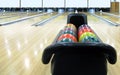 Colorful bowling hall & balls