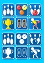 Colorful Bowling Icons Set