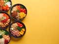 Colorful bowls of fresh vegetables and pasta and legumes. Generative AI Royalty Free Stock Photo