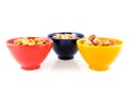 Colorful bowls with nuts Royalty Free Stock Photo