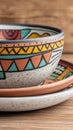 Vibrant Mexican-style tableware featuring intricate patterns and textures Royalty Free Stock Photo
