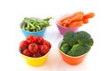 Colorful bowls with vegetables Royalty Free Stock Photo