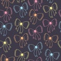 Colorful bows lineart seamless pattern.