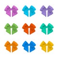 Colorful bows set. Satin ribbon vector illustration on white. Royalty Free Stock Photo