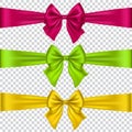 Colorful bows set, on transparent background, vector