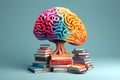 Colorful Brain books, Tree Education. Metaphor for new idea. Education concept Royalty Free Stock Photo