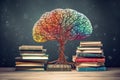 Colorful Brain books, Tree Education. Metaphor for new idea. Education concept Royalty Free Stock Photo