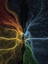 Colorful Brain Data Streams Split Vividly, Showcasing Vibrant and Dynamic Patterns in a Dark Background Royalty Free Stock Photo