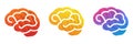 Colorful Brain icon. Red, Yellow, Blue gradient colors brain illustration. Royalty Free Stock Photo