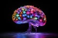 Colorful brain illustration, cognitive science, educational psychology, learning neuroscience neurogenesis, thinking brain, memory