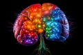 Colorful brain illustration, cognitive science, educational psychology, learning neuroscience neurogenesis, thinking brain, memory