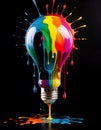 Colorful Brain Light Bulb Concept