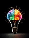 Colorful Brain Light Bulb Concept