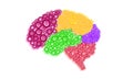 Colorful Brain Part with gears on white background. colorful lobes. Royalty Free Stock Photo