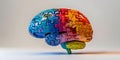 Colorful brain puzzle representing connections and functions within the complex mind. Concept Neuroscience, Brain Functions,