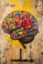 A colorful brain with the word \