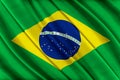 Colorful Brazilian flag waving in the wind. Royalty Free Stock Photo