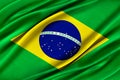 Colorful Brazilian flag waving in the wind. Royalty Free Stock Photo