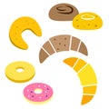 Colorful bread icon set