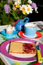 Colorful breakfast outdoor Royalty Free Stock Photo