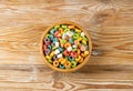 Colorful Breakfast Rings Pile, Fruit Loops, Fruity Cereal Rings, Colorful Corn Cereals Royalty Free Stock Photo