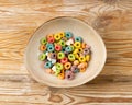 Colorful Breakfast Rings Pile, Fruit Loops, Fruity Cereal Rings, Colorful Corn Cereals Royalty Free Stock Photo