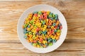 Colorful Breakfast Rings Pile, Fruit Loops, Fruity Cereal Rings, Colorful Corn Cereals Royalty Free Stock Photo