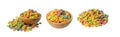 Colorful Breakfast Rings Pile Isolated. Fruit Loops, Fruity Cereal Rings, Colorful Corn Cereals Royalty Free Stock Photo