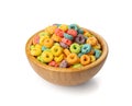 Colorful Breakfast Rings Pile Isolated. Fruit Loops, Fruity Cereal Rings, Colorful Corn Cereals Royalty Free Stock Photo