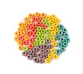 Colorful Breakfast Rings Pile Isolated. Fruit Loops, Fruity Cereal Rings, Colorful Corn Cereals Royalty Free Stock Photo