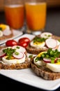 Colorful breakfast sandwiches Royalty Free Stock Photo