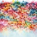 Colorful bricks wall, watercolor style