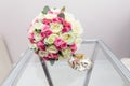 Beautiful bridal bouquet of different flowers