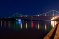 Colorful bridge over Dnipro river Royalty Free Stock Photo