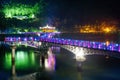 Colorful bridge or Wolyeonggyo Bridge at night in Andong,Korea.
