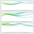 Colorful bright abstract swoosh card set