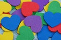 Colorful bright background of a pile of little hearts Royalty Free Stock Photo