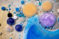 Colorful Bright Bubbles Oil Beautiful Paint Universe Color Moving Multicolored. Space Universe, Quantum Physics Royalty Free Stock Photo