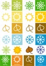 Colorful bright cards with seasons icons Royalty Free Stock Photo
