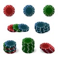 Colorful bright casino chips for poker or roulette. Elements to design logo, website or banner