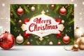 Colorful bright Christmas greeting card merry christmas lettering with Winter holiday composition Royalty Free Stock Photo