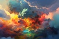 Colorful bright clouds digital art. Generate ai