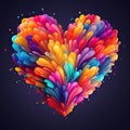 Colorful bright colored heart art illustration