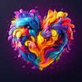 Colorful bright colored heart art illustration