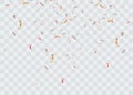 Colorful bright confetti isolated on transparent background. Festive vector illustration. Colorful confetti on a beautiful backgro Royalty Free Stock Photo