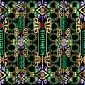 Colorful bright 3d geometric greek seamless pattern Royalty Free Stock Photo