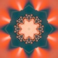 Colorful 3d rendering digital illustration with star pattern. Abstract kaleidoscopic background