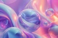 colorful bright dreamy holo glass bubbles and waves background and wallpaper