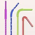 Colorful bright drinking straws vector set Royalty Free Stock Photo